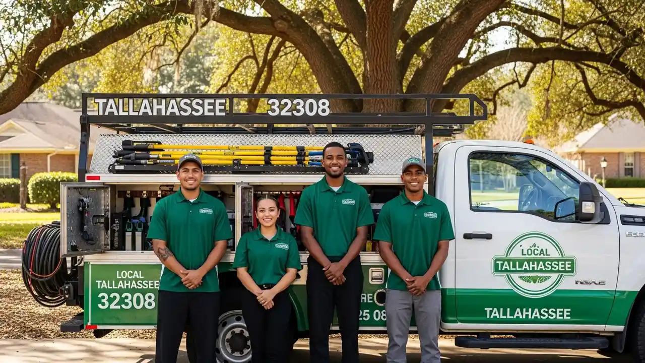 Lawn Lumina lawn care team in Tallahassee smiling outdoors
